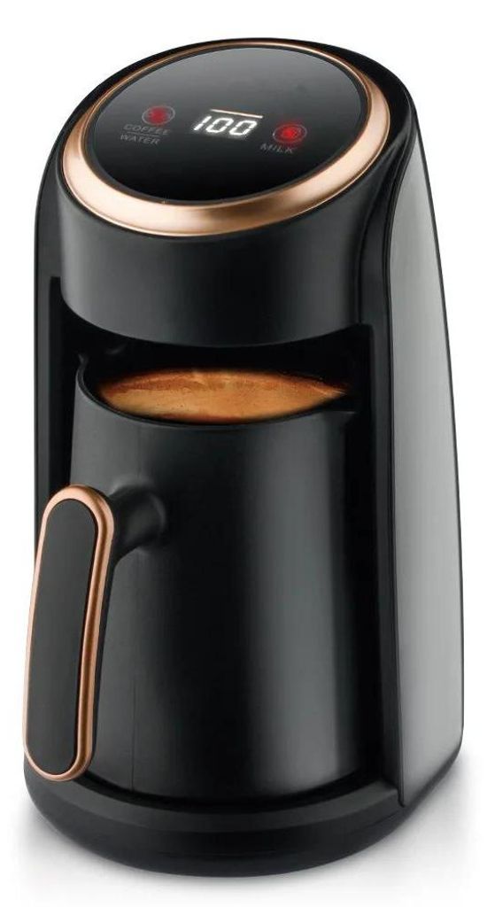 Türkischer Kaffeekocher - Elektrische Cezve - 300 ml - 600 W - Überlaufschutz - Automatische Abschaltung - EU-Stecker - Schwarz-Gold