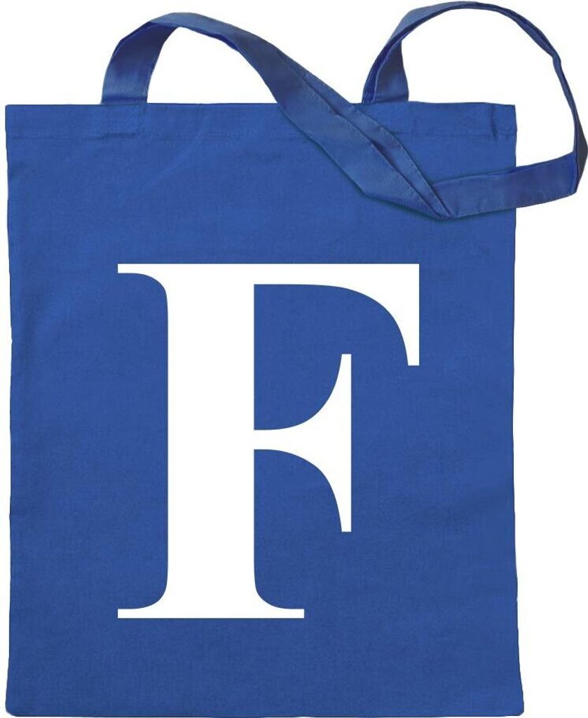 Kiwistar - Baumwolltasche - royalblau - Buchstabe F - Alphabet - Turnbeutel Fun Rucksack Sport Beutel Gymsack Ziehgurt