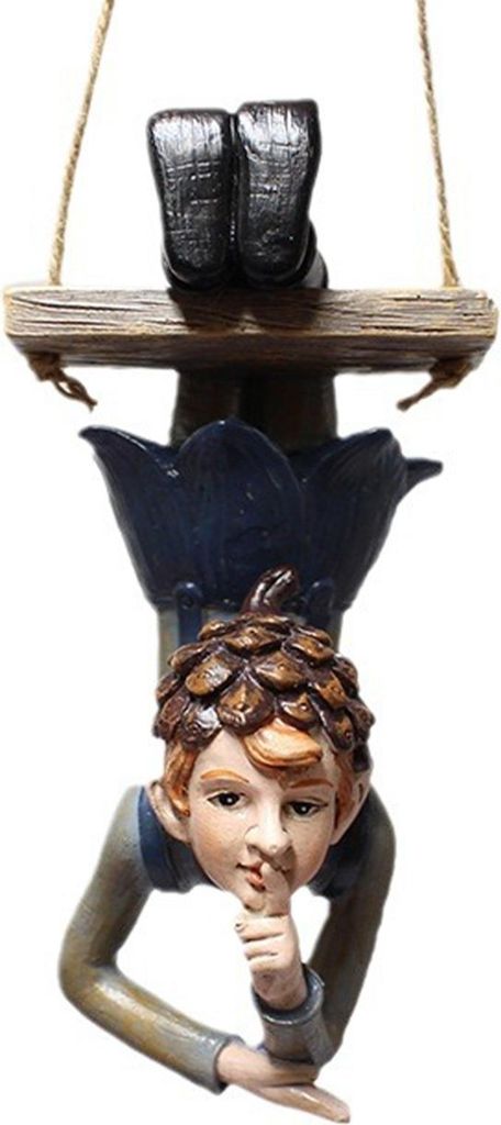 Harzschaukel-Feenstatue Baum-Hängeornament Schaukelnde Figur Dekoration für Außenbereich Garten Innenhof