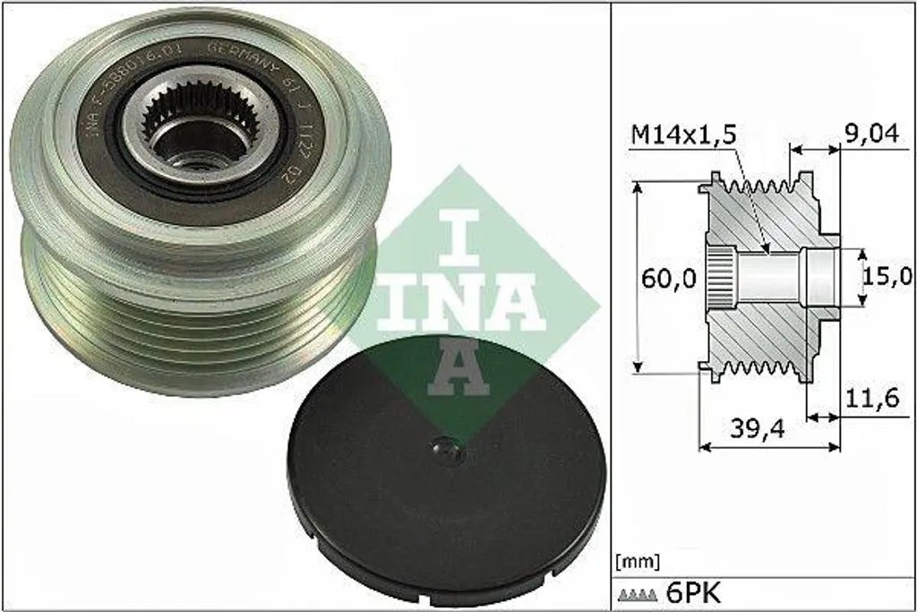 INA 535 0277 10 Ruota Libera Alternatore per C1 Aygo Yaris | Ricambio OE