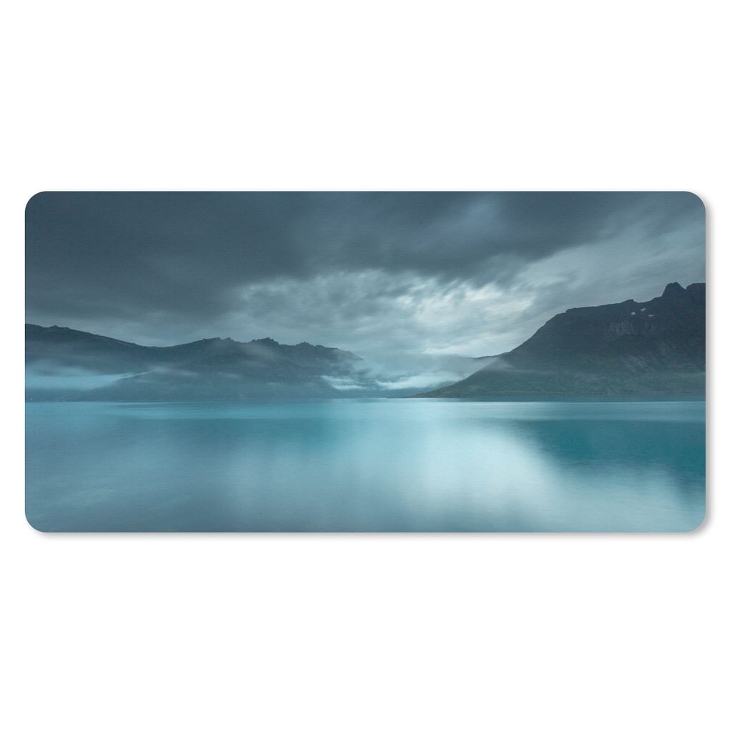MuchoWow Schreibtischunterlage Meer - Norwegen - Blau 80x40 cm - XXL Mauspad - Gaming Mauspad