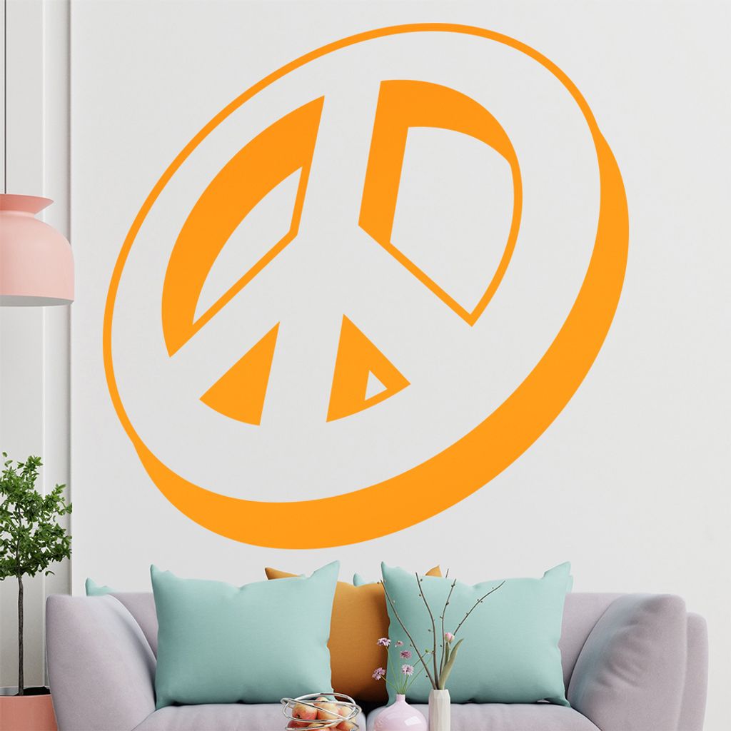 KIWISTAR Peace Zeichen - Frieden Button Wandtattoo in 6 Größen - Wandaufkleber Wall Sticker - Dekoration, Küche, Wohnzimmer, Schlafzimmer, Badez...