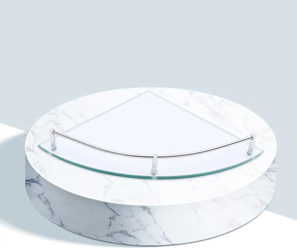 Tablette murale en verre d'angle 23,5 cm - Support déco style moderne 4kg