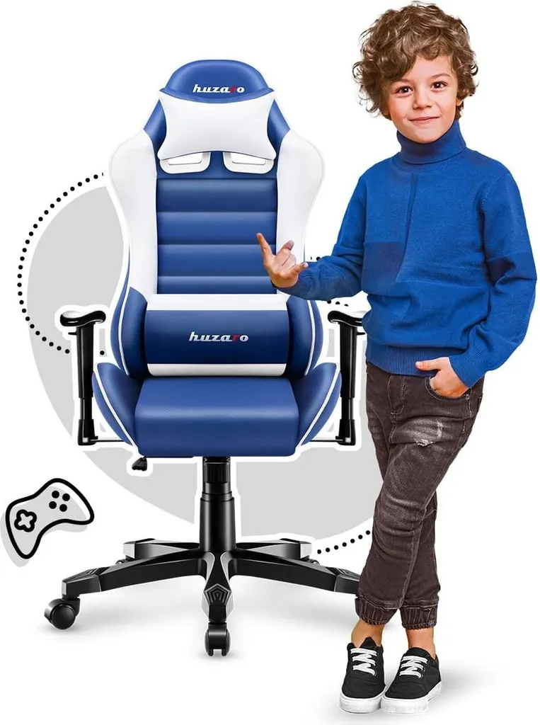 Fauteuil de Bureau Gamer Enfant Huzaro Ranger 6.0 Bleu - Siège Ajustable