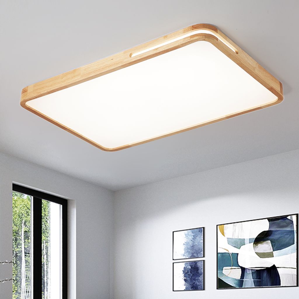 Natsen 192W Deckenleuchte LED Deckenlampe, dimmbar mit Fernbedienung, modern Design für Wohnzimmer Schlafzimmer Kinderzimmer Küche Büro Rechteckig (Holz 90x60x6cm)