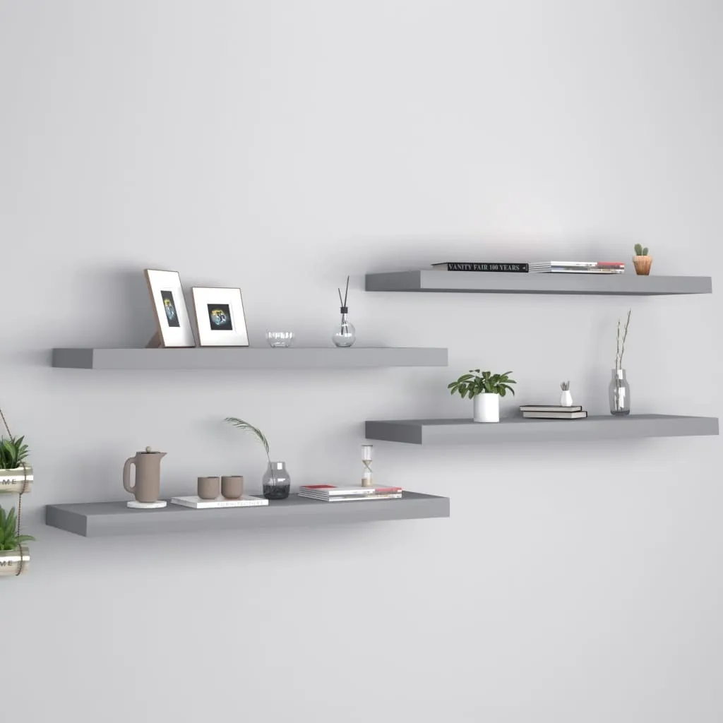 Stock 4 Mensole Sospese Grigie 80x23,5 cm - Prezzo Outlet Online