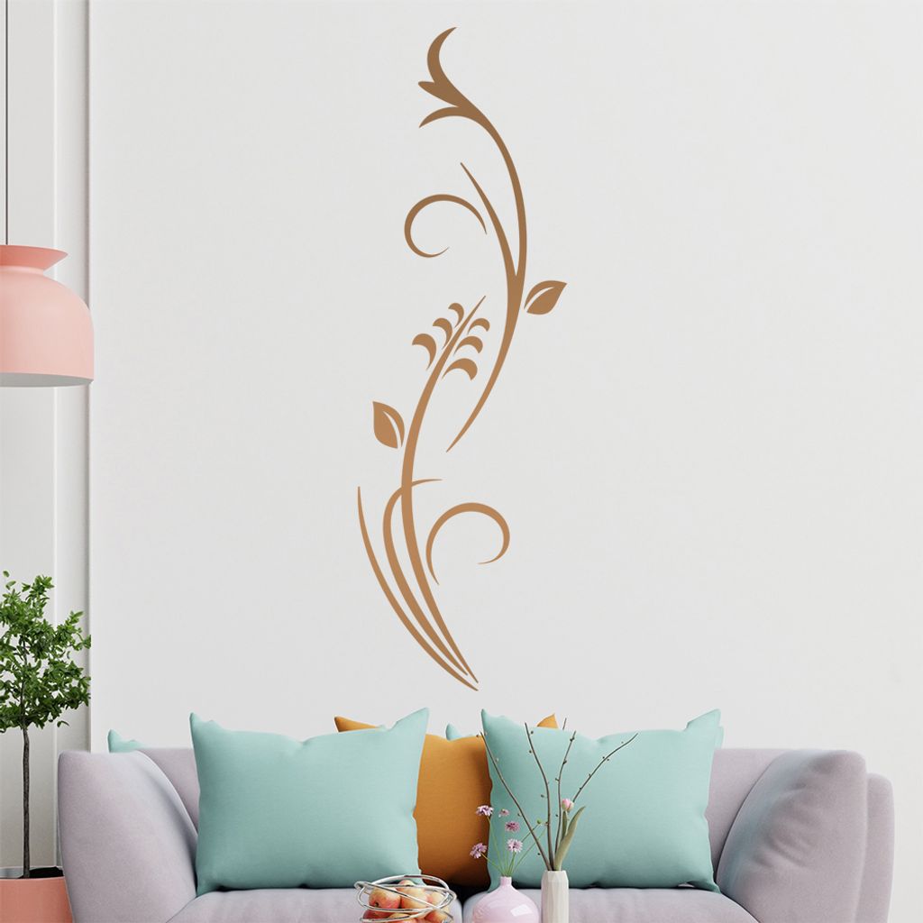 Pflanze - Ornamente - Natur Wandtattoo in 6 Größen - Wandaufkleber Wall Sticker - Dekoration, Küche, Wohnzimmer, Schlafzimmer, Badezimmer