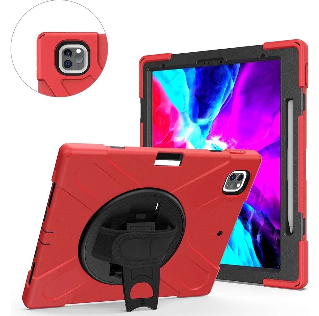 Mobigear SureGrip XGuard iPad Air 13 Zoll (2026) Hülle Kunststoff,Silikon Backcover + Stifthalter + Schulterträger + Ständer - Rot