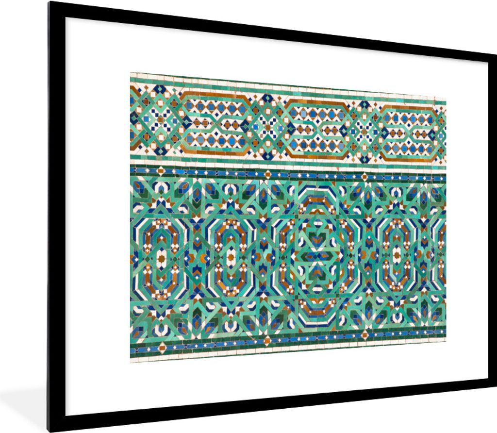 MuchoWow Gerahmtes Poster Eine traditionelle marokkanische Mosaikdekoration 80x60 cm - Poster mit Schwarzem Bilderrahmen Wandposter Rahmen Foto B...
