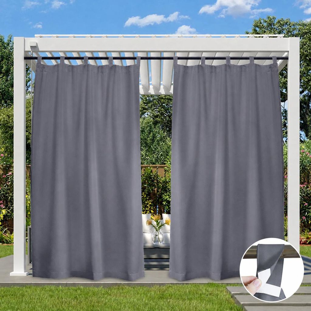 2 Stück Outdoor Vorhang Blickdicht Wasserdicht Vorhänge Produktbild 