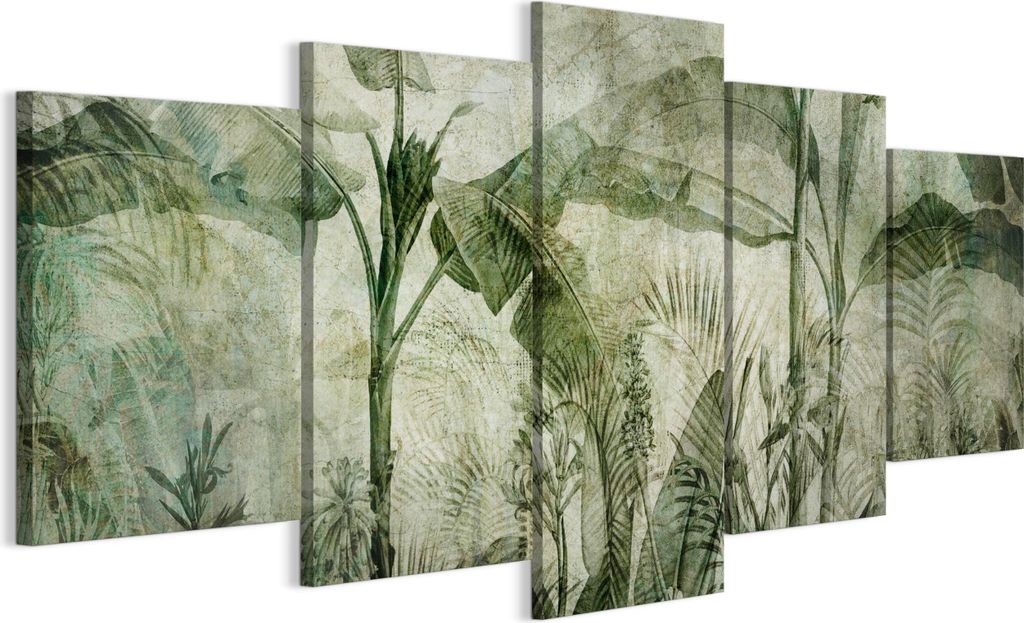 LUMASOUL Leinwand Bilder, Leinwandbild Natur Motiv, Wandbilder Holzrahmen und Webstuhl Wohnzimmer und Schlafzimmer, Bilder 150x75 cm Jungle