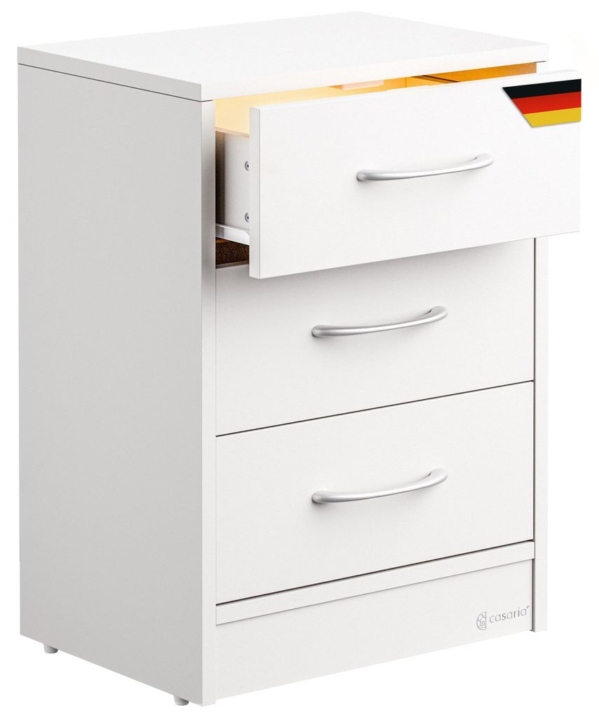 CASARIA® Comodino con LED 3 Cassetti Capienti 54x39x28 cm Immagine del prodotto 