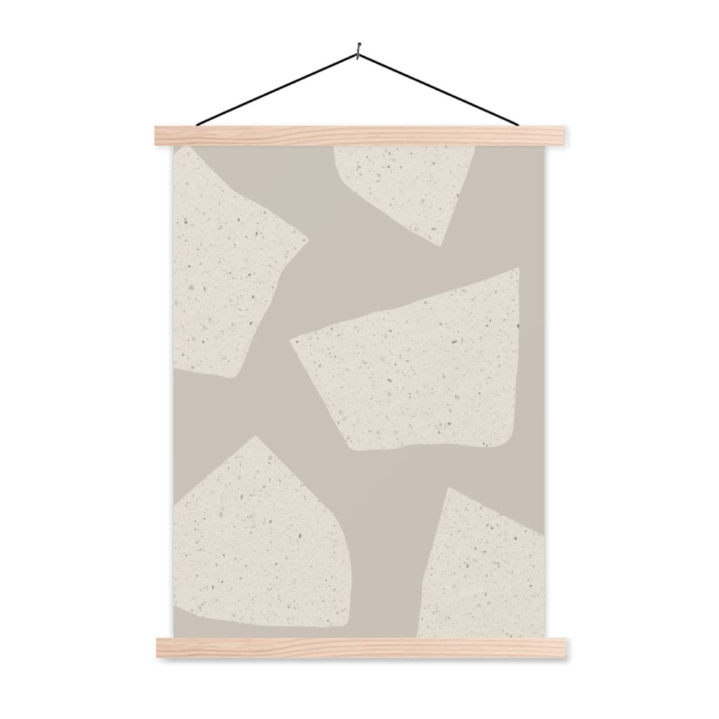 MuchoWow Textilposter Terrazzo - Abstrakt - Pastell - Muster 120x160 cm mit holzfarbenen Rahmen - Plakatkarton