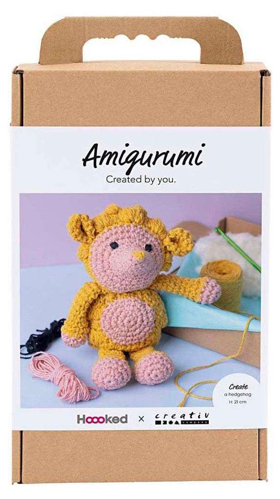 Creativ Company Hobby-Set Amigurumi, Igel, hellrosa, warmes Gelb, 1 Box