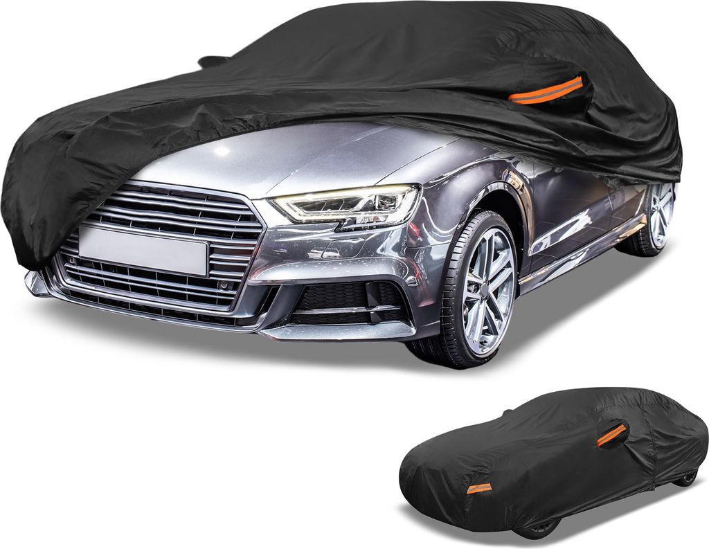 1 Stk Universal Autoabdeckung Wasserdicht Alle Wetter Automotive Outdoor Anti-UV Sonnenschutz Regenschutz Außenabdeckung Aluminiumfolie Schwarz f...