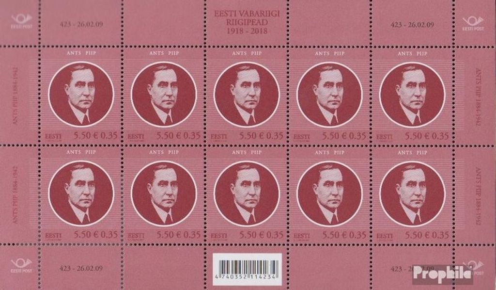 Briefmarken Estland 2009 Mi 633Klb Kleinbogen (kompl.Ausg.) postfrisch Pilip