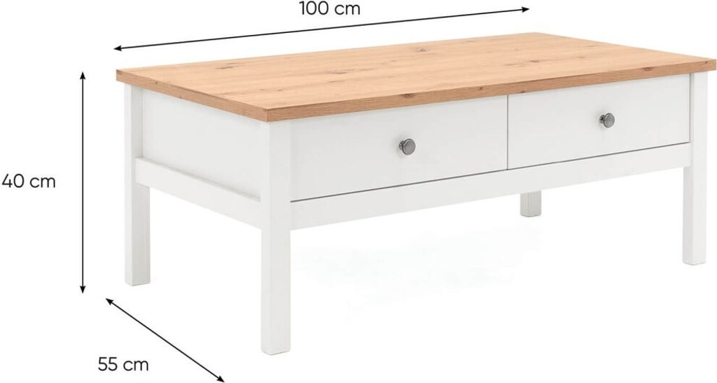 Finori Couchtisch Bergen 56A Weiß und Handwerkliche Eiche Produktbild 14