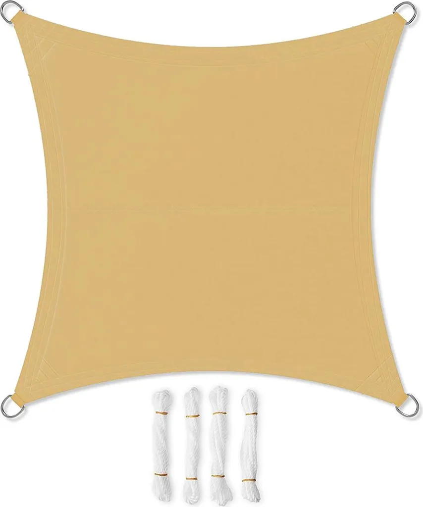 Voile d'ombrage camping sable jaune idéal pour van et terrasse mobile
