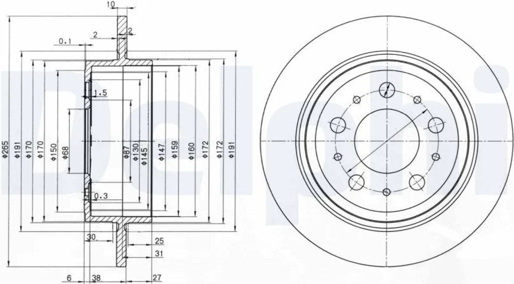 Disque de frein Delphi BG3543 arrière : Haute teneur en carbone et fonte