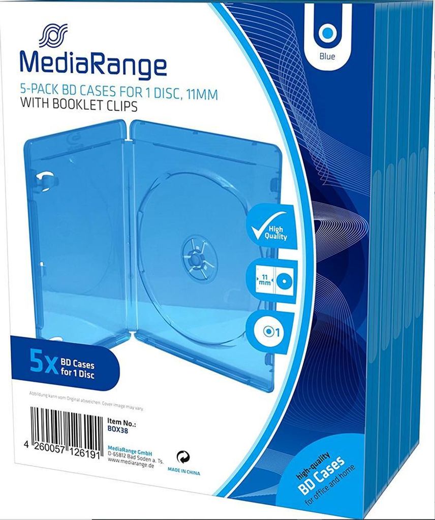 MediaRange Bluray Case 5pcs Single retail Image du produit 