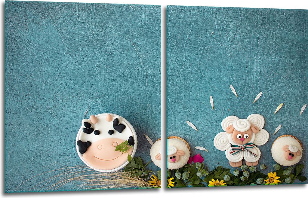 Herdabdeckplatten 2x40x52 Glaskeramikfeld 2-Teilig Glas Spritzschutz Küche
