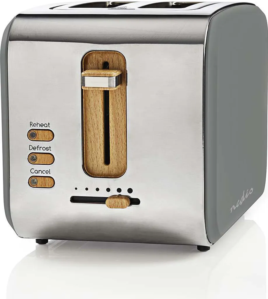 Tostapane Design Nedis 900W KABT510EGY Grigio Soft Touch Moderno