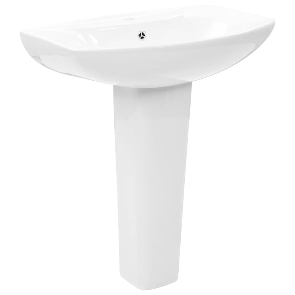 vidaXL Umywalka wolnostojąca z kolumną ceramiczną biała Zdjęcie produktu 