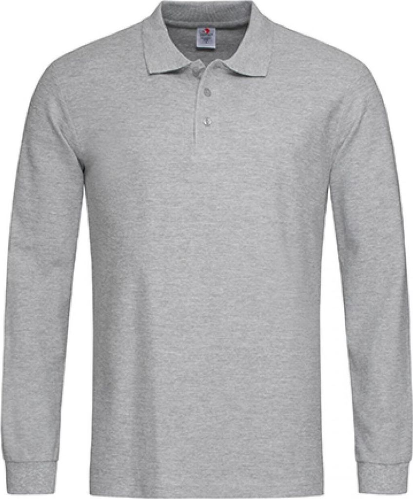 Stedman ST3400 | Herren Longsleeve Poloshirt 100 - Farbe: Grey Heather - Größe: XXL
