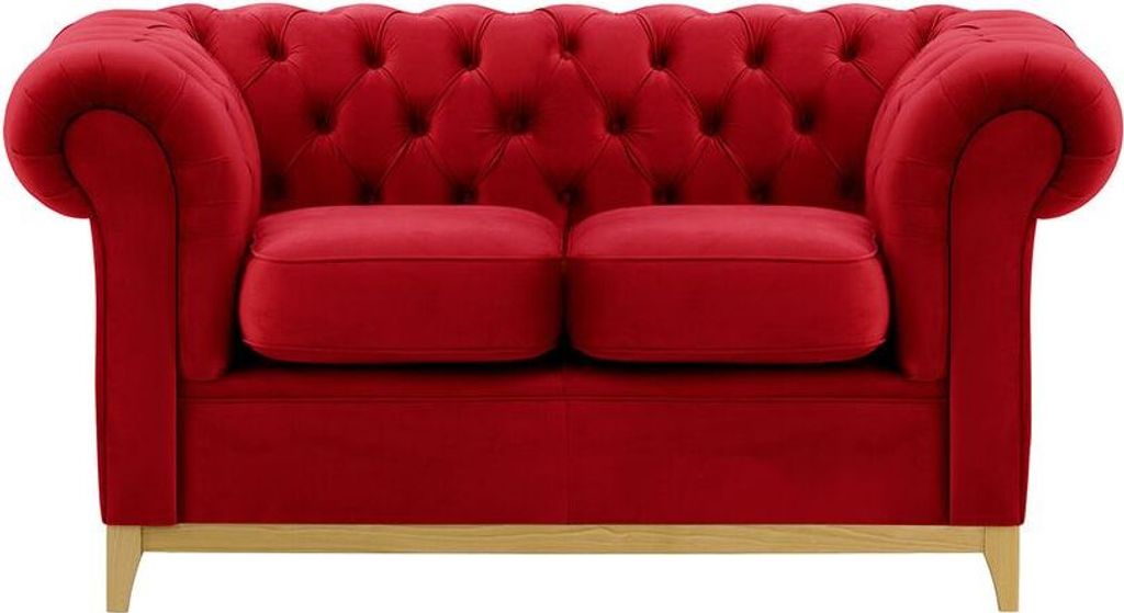 SLF24 - Zweisitzer-Sofa Chesterfield Wood - rot - Velluto 7