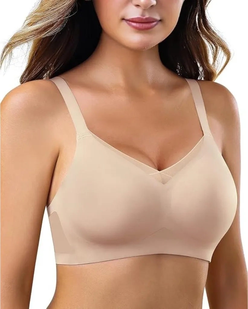Reggiseno INF Beige XXL Senza Ferretto: Comfort 3D in Nylon Spandex