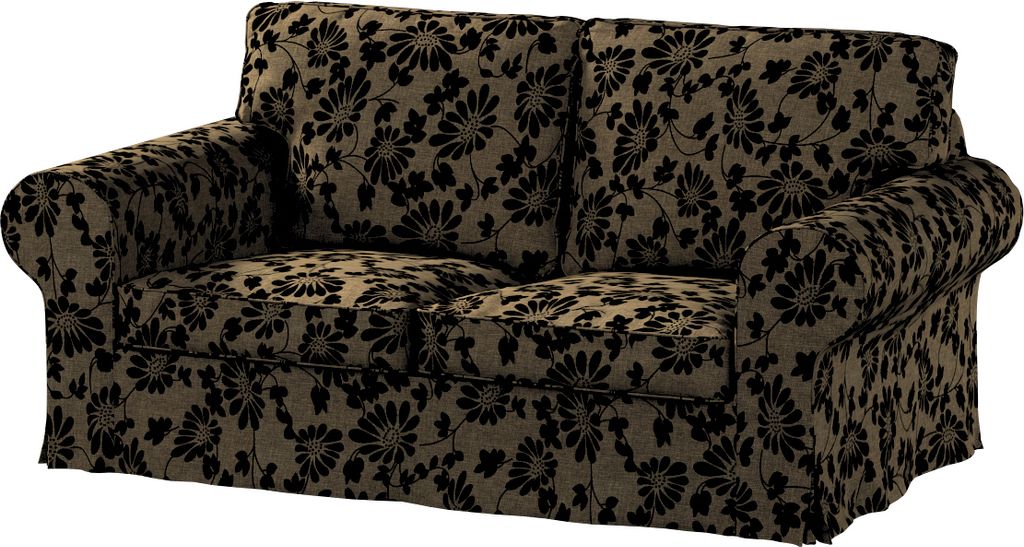 Dekoria Bezug für Ektorp 2-Sitzer Sofa nicht ausklappbar, beige-schwarz, Sofabezug für Ektorp 2-Sitzer nicht ausklappbar