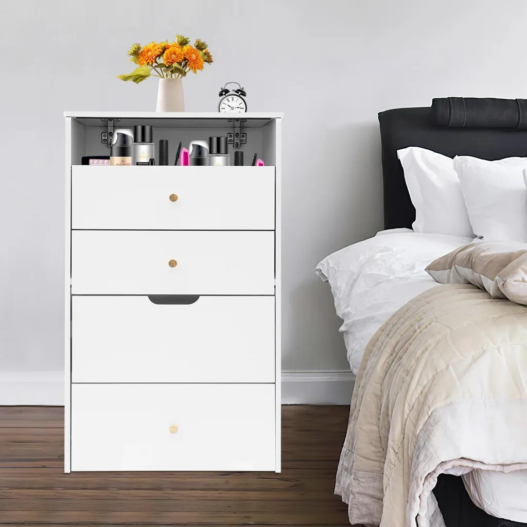 Coiffeuse avec miroir et tabouret blanc compacte modèle CF-45 - 6
