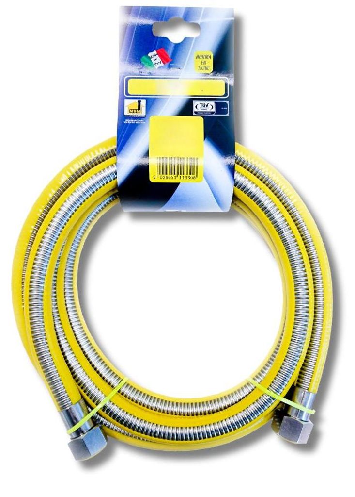 Elastyczny wąż gazowy z metalową powłoką, złącza F/F, 1/2" Zdjęcie produktu 