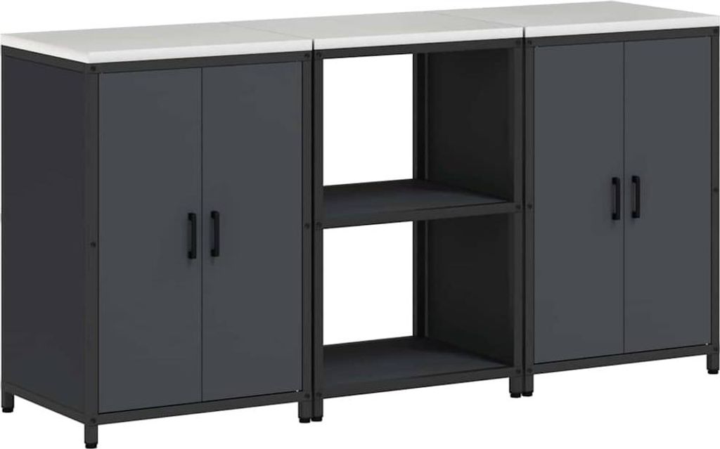 vidaXL Aufbewahrungsset für die Küche mit Regal 3 pcs Anthrazit