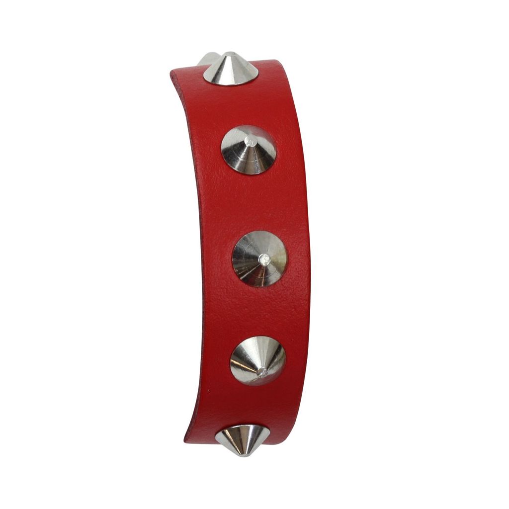 Lederarmband mit Spitznieten 1-reihig - rot - Armband aus Leder