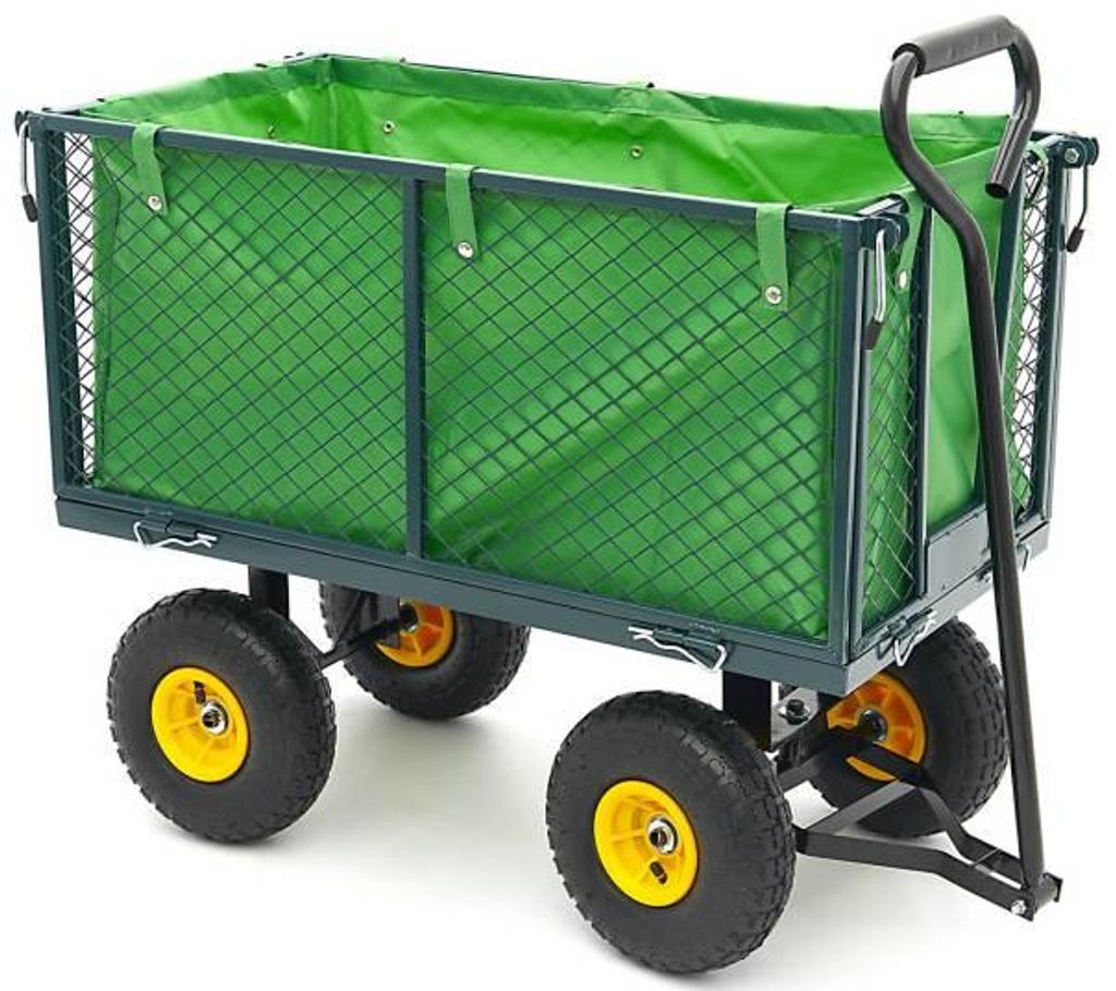 Gartenwagen mit Ladebox 100kg Bollerwagen Transportwagen Ladebox groß 38x46x86cm