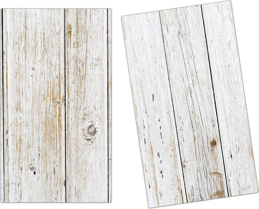 Spritzschutz Herdabdeckplatte Schneidebrett aus Glas Holzmuster hell 2-Teilig (60x52cm)