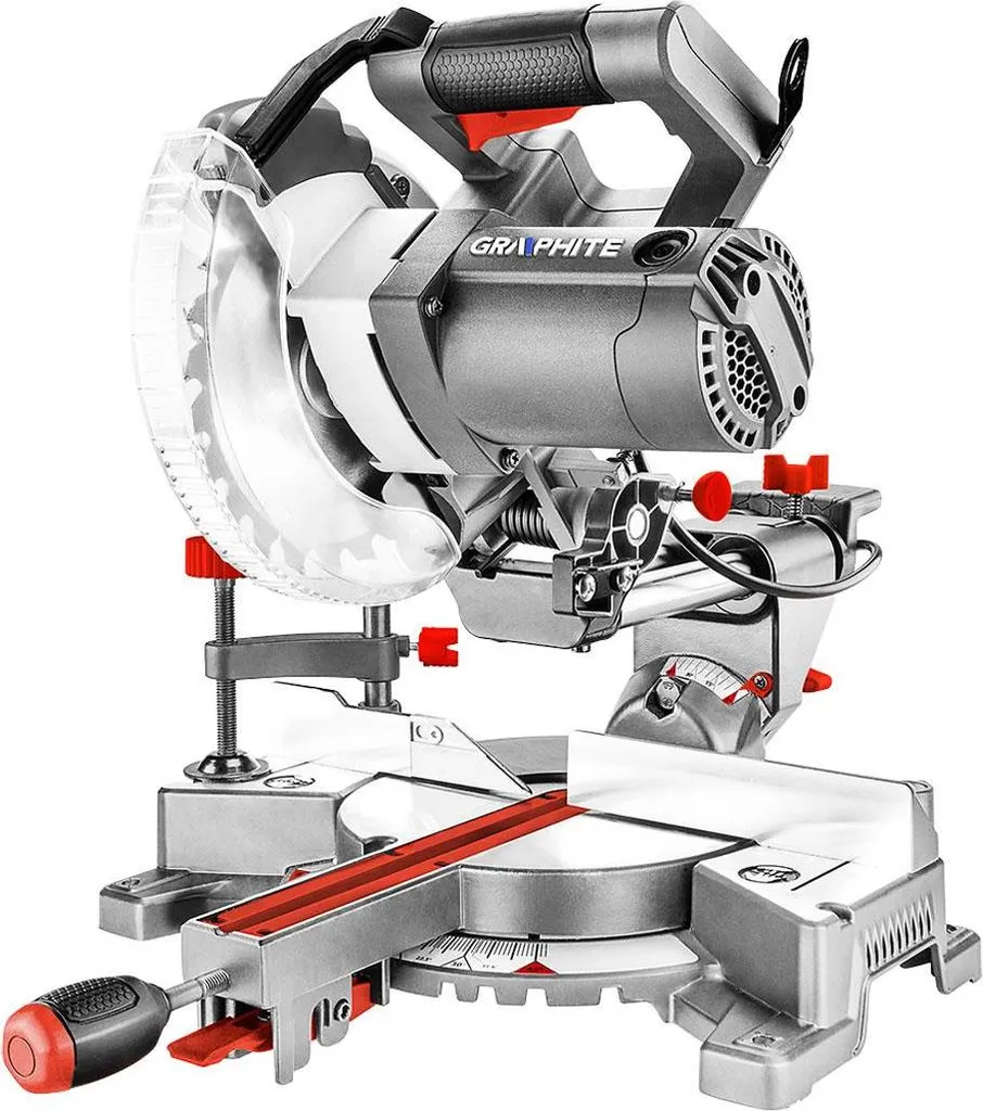 Scie à onglet 1400W compacte GRAPHITE lame 185mm pour découpes angulaires