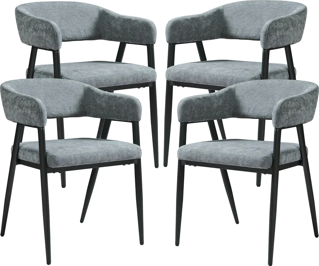 Chaises de salle à manger Kohlmand grises avec assise confortable x4