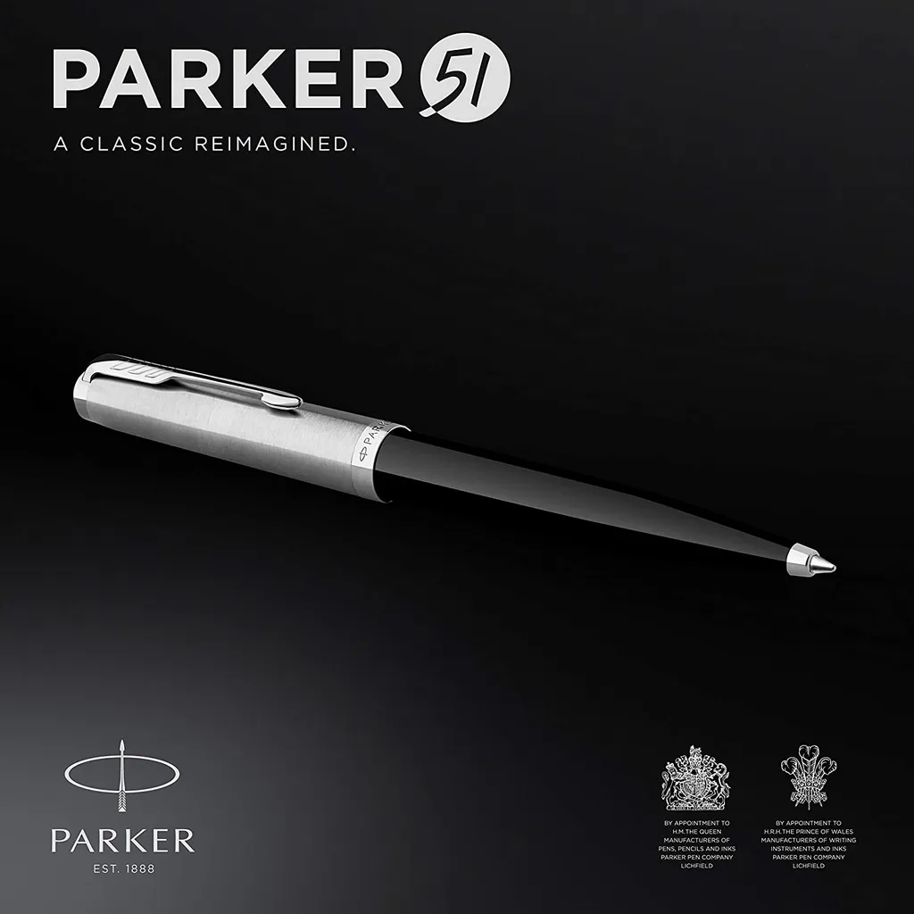 Stylo Bille PARKER 51 Black C.C. Noir Pointe Moyenne avec Écrin Cadeau