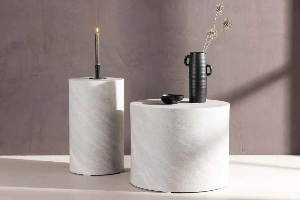 Table basse York Marble White 50cm - Table de salon effet marbre blanc - 5