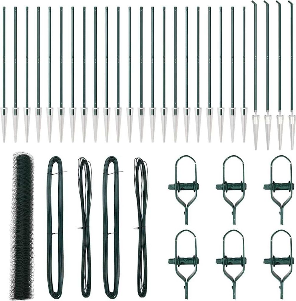 vidaXL Zaunpfosten Grün 50 x 1,2 m (36 mm Maschenweite) Stahl und PVC