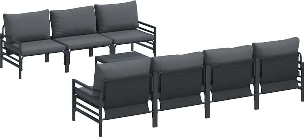 Gartensofa-set mit Kissen 8 pcs Schwarz Stahl