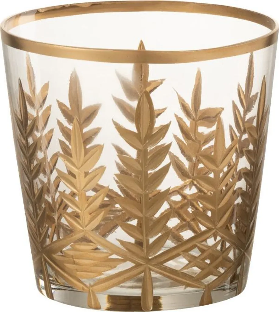 Lanterne en Verre Transparent Chloe J-Line avec Bordure Dorée Ø 9,5 cm