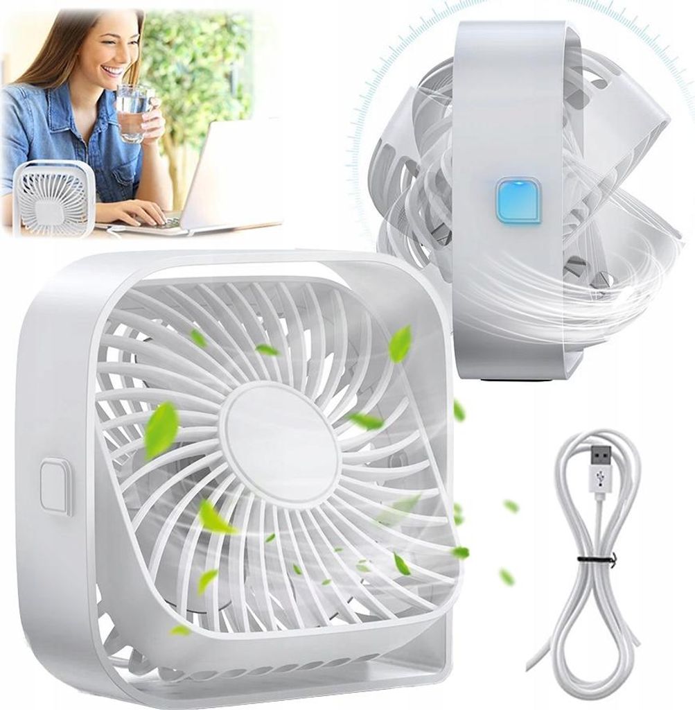 USB ventilátor Tichý mini stolní ventilátor TOPK K50 bílý Obrázek produktu 