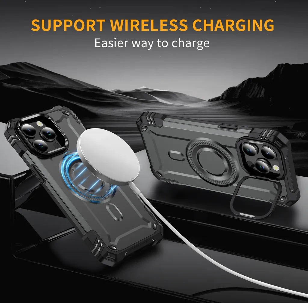 Hitaoyou Custodia Per IPhone 15 Con Protezione Fotocamera E Anello Supporto – Antiurto Grado Militare – Cover Nera Con Attacco Magnetico Per Auto