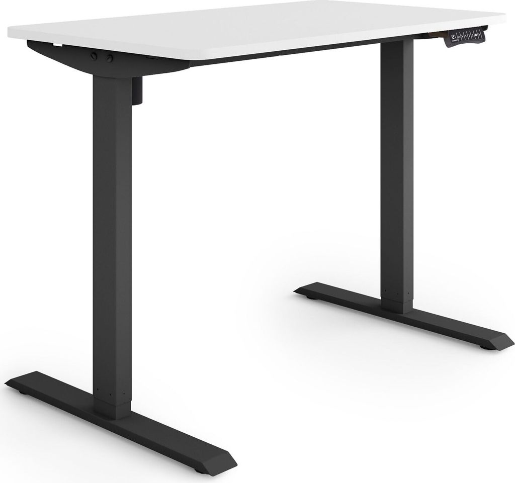 ESMART Germany ETX-121BW 100 x 60 cm Weiß Ergonomischer Steh-Sitz-Schreibtisch Stufenlos elektrisch höhenverstellbar 73,5 - 123,5 cm 3x Memory US...