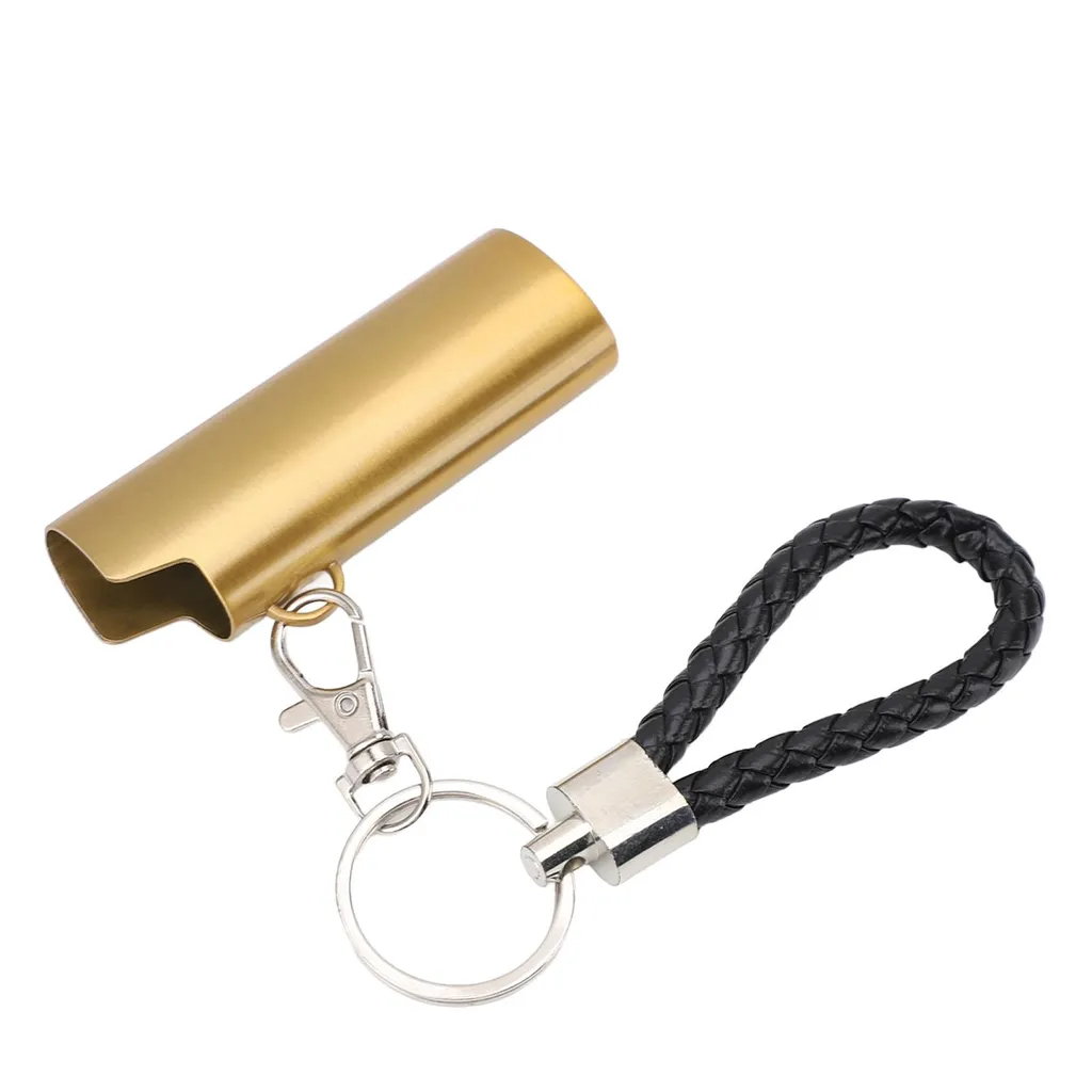Custodia Accendino Alluminio Oro - Porta Accendino Militare con Clip
