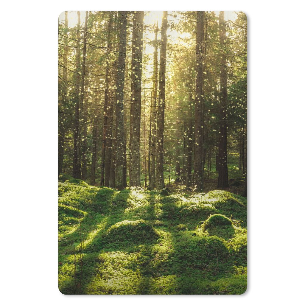MuchoWow Mauspad Mousepad Bäume - Wald - Moos - Pflanzen - Sonne - Natur 18x27 cm - Mousepads - Maus Mat - Pad - Mausunterlage