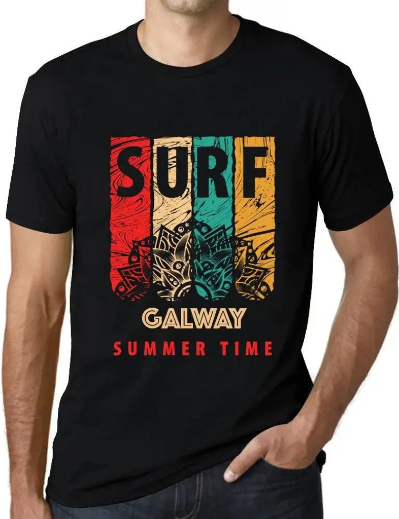 Herren Grafik T-Shirt Sommerliches Surfen in Galway – Summer Time Surf In Galway – Öko-Verantwortlich Vintage Jahrgang Kurzarm Lustige Druck
